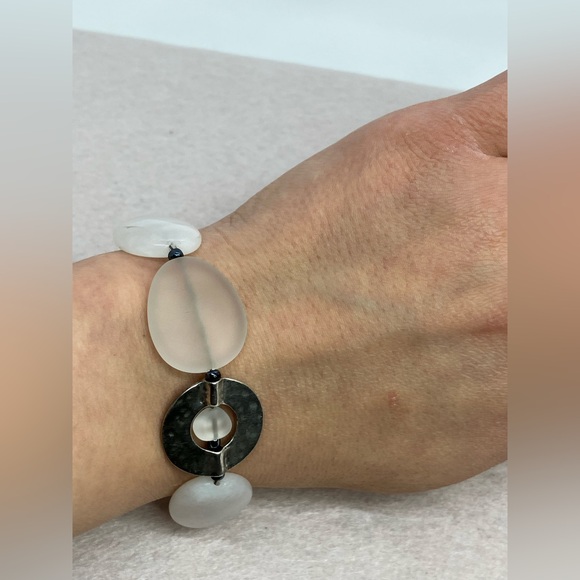 Silpada 925 Sterling Silver Howlite Jade Toggle Clasp Bracelet | B1946  Retired - Picture 5 of 10